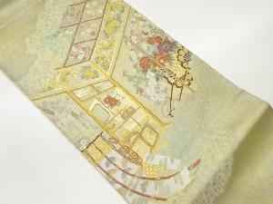 引箔部屋に鳳凰・花車模様織出し袋帯